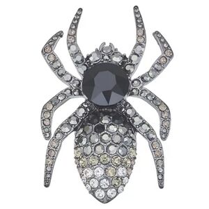 Jet Tone Crystal Spider Pin